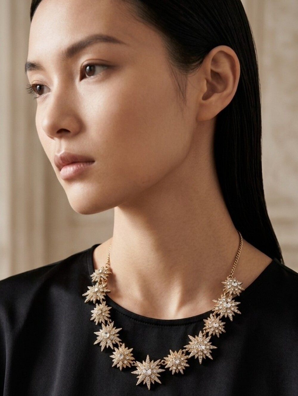 Givenchy Crystal Star Burst Snowflake Statement Necklace And Vntage Givenchy Box